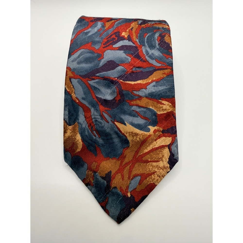 Windridge Mervyns Mens Abstract Floral Silk Blend Tie Blue Orange Purple 6188